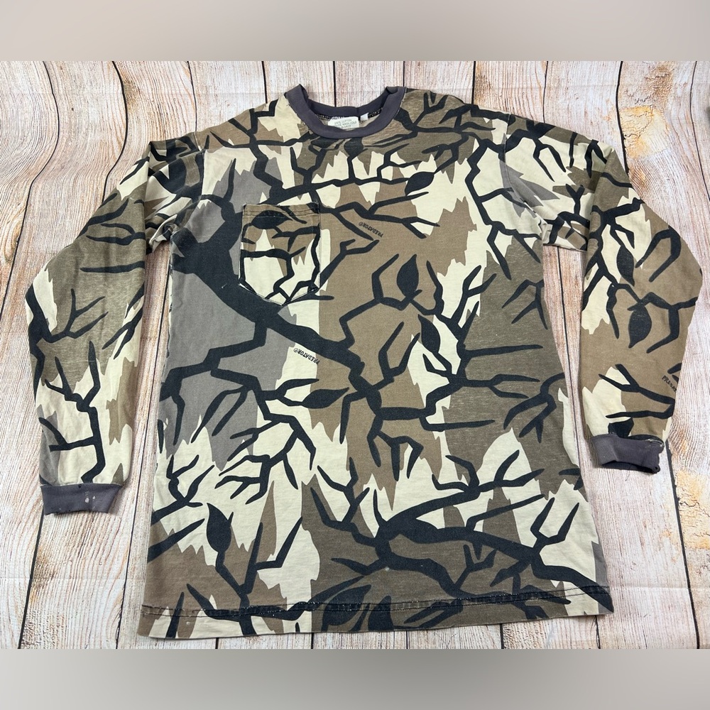 Vintage Distressed Predator Camo Longsleeve Pocket T Shirt Large Tall